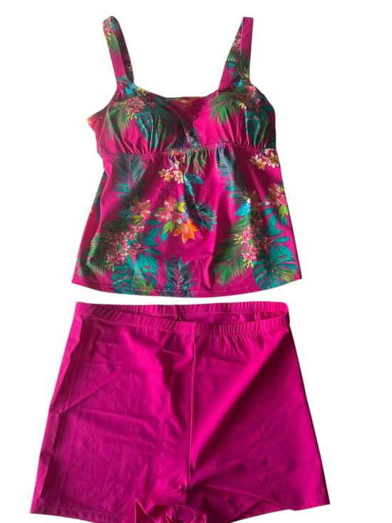 Kim Gravel Other - Kim Gravel Swimsuits For All Pink Tropical 2 Piece Swimsuit Size 16 NWT
